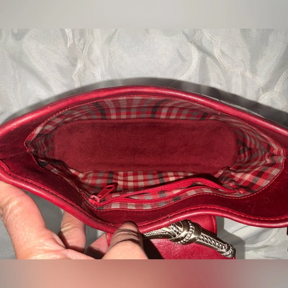 Vintage Brighton embossed crocodile red leather shoulder bag